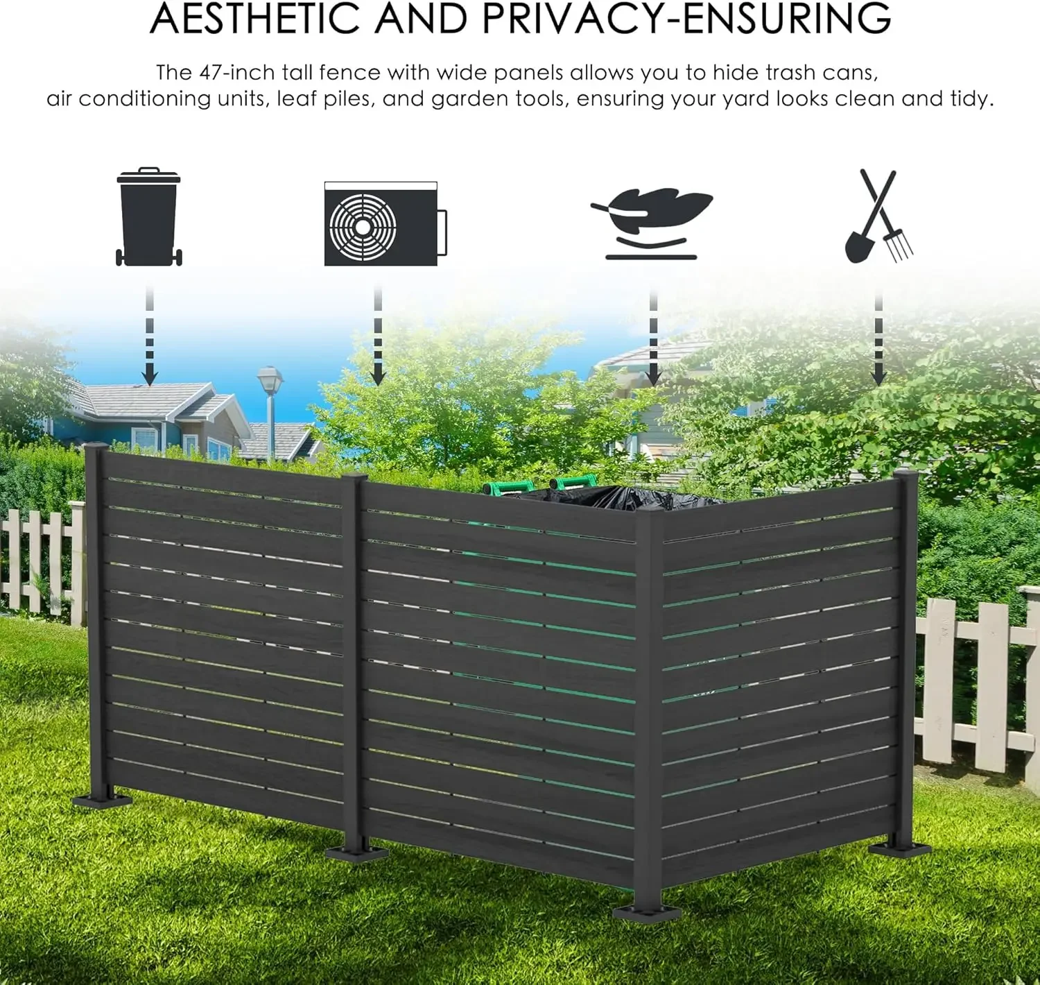 

XMSJ.50" W x 48" H Outdoor Privacy Screens Aluminum Post, Air Conditioner Fence Panels, Pool Equipment Enclosure