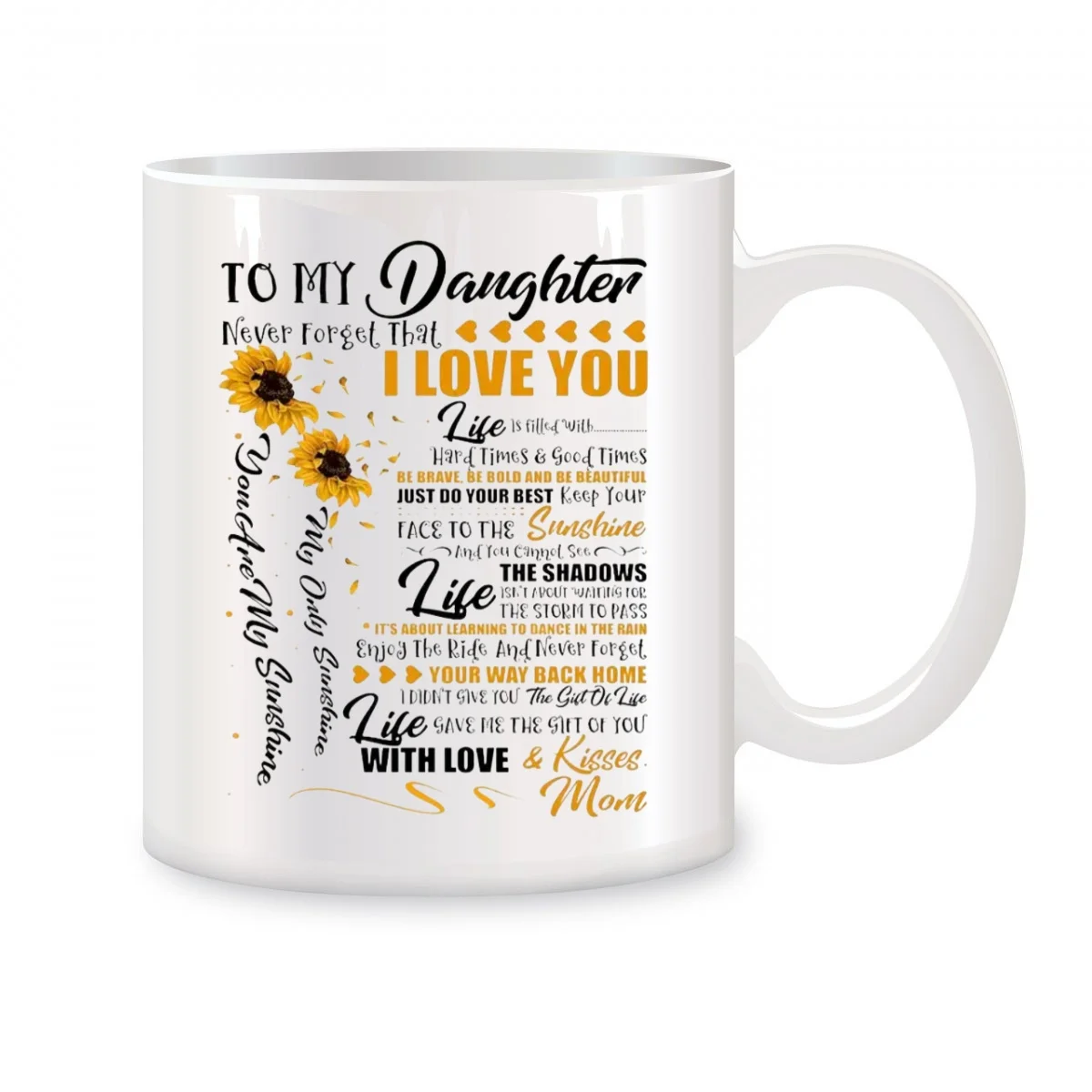 

To My Daughter Never Forget I Love You Sunflower Mugs For Mom Birthday Gifts Novelty Coffee Ceramic Tea Cups White 11 oz