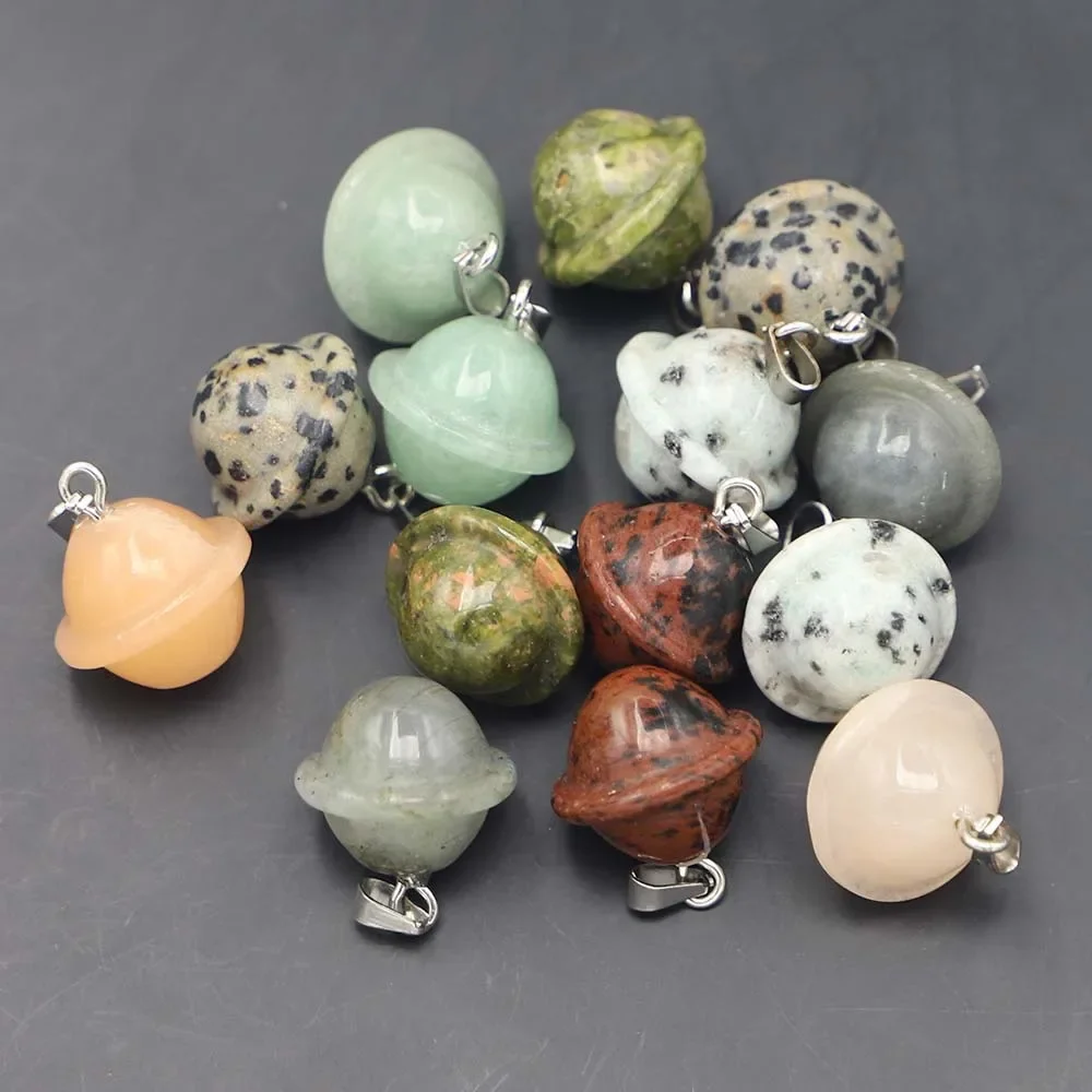 1 قطعة 16x18 مللي متر الطبيعية شبه حجر كريم قلادة جديد الأقمار الصناعية الكواكب سديم افينتورين شكل الحلوى عقد دي اي واي أقراط #2