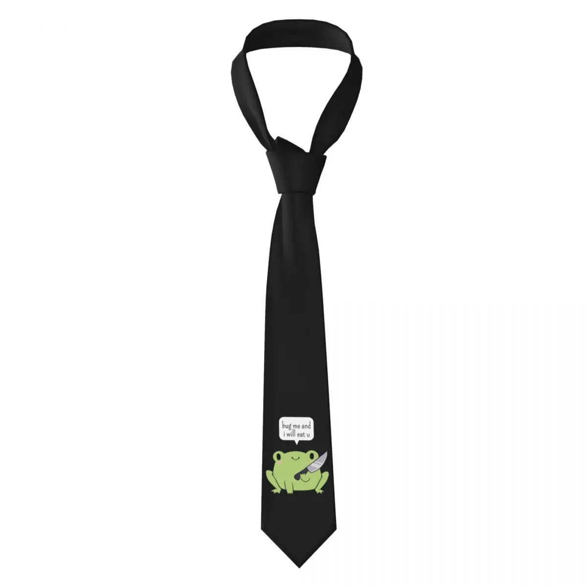 Cute Frog With A Knife Necktie for Men Silk Polyester Slim Neck Ties Party Accessories Tie Classic Gravatas