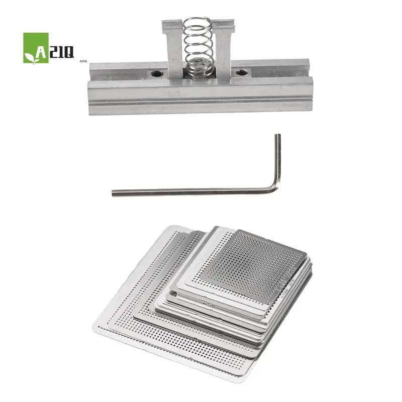 A21Q -Universal Direct Heating Bga Stencils Templates + Fixture Tin Solder Ball Soldering Tools For Laptop Chip