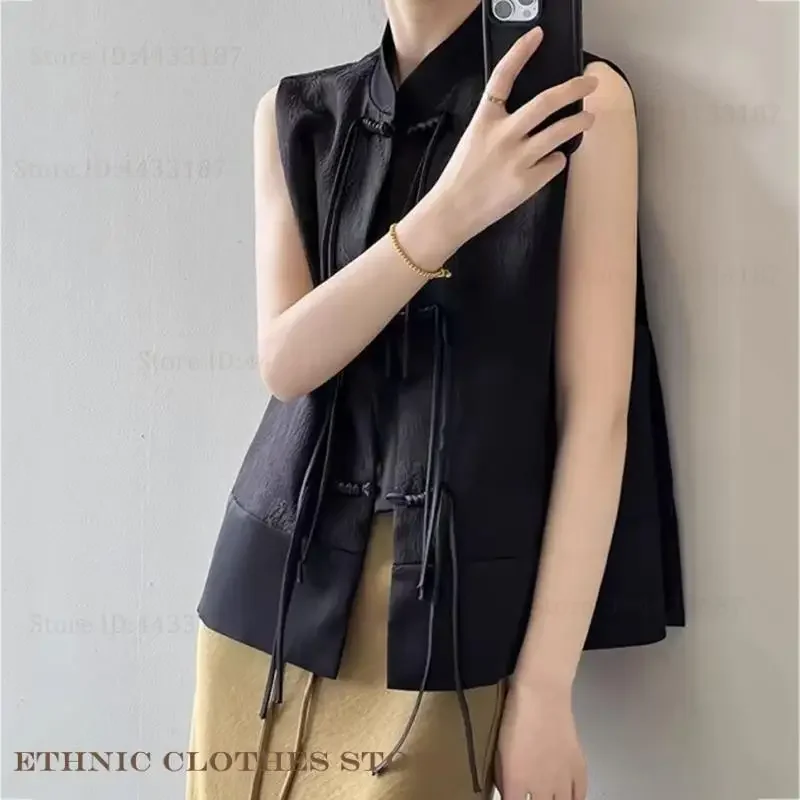 

Sexy Sleeveless Women's Shirt Fashion Chinese Tang Style Top Traditional Chinese Clothing Jacquard Slim Qipao Cheongsam Blouse