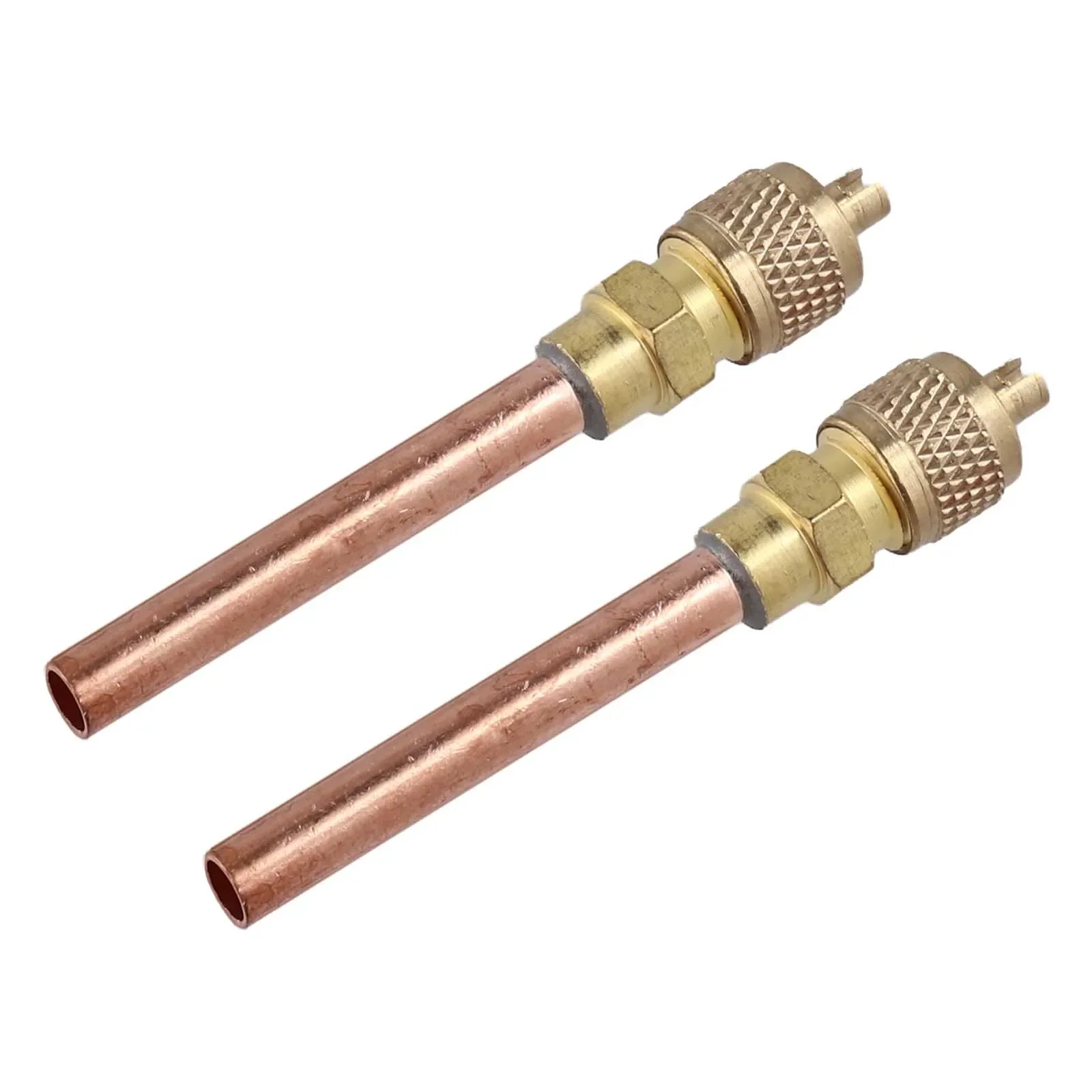 Copper Maintenance Valve 2pcs 50mm Ength Straight Through Core AC Refrigeration For Air Conditioners Maintenance Valve
