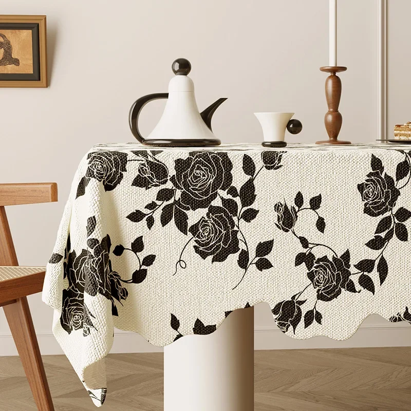 1PC Oil Painting Style Tablecloth American Retro Romantic Waterproof Coffee Table Cloth Pastoral Style High-end Jacquard