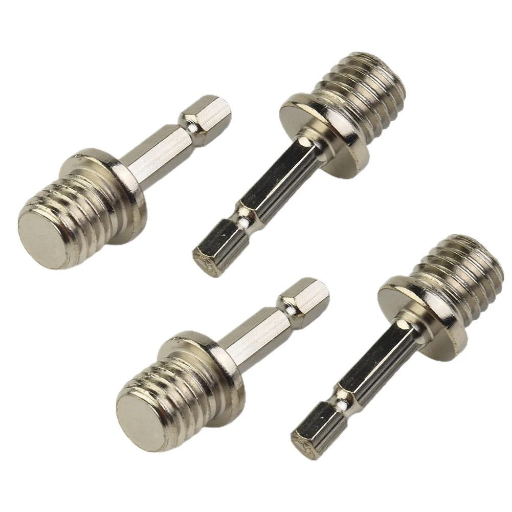 4pcs M14 Thread Adapter Screwdriver Bit Round Hexagon Connecting Rod Chuck For Electric Drill Rotary Backing Pad Polishing Disc