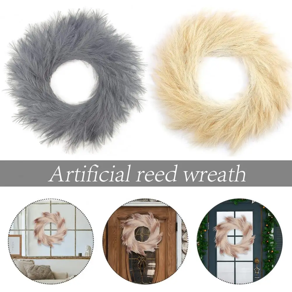 

Artificial Wreath Wreath Plant Realistic Non-wither Pampas Grass Wreath Garland for Farmhouse Diy Arrangements Home Decor