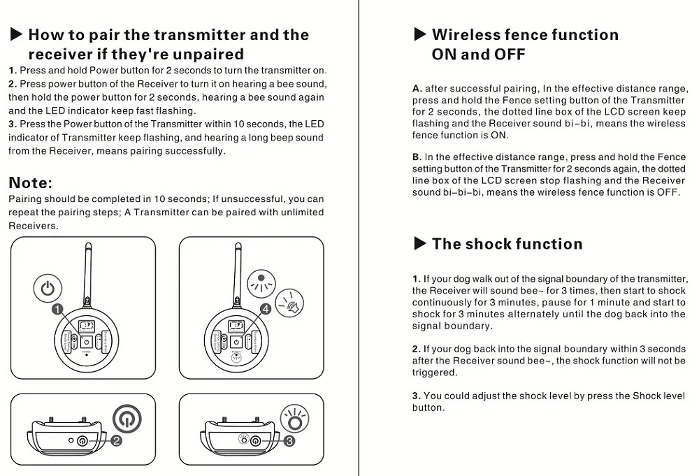 200 m kabelloser wiederaufladbarer Elektrozaun für Hunde, IP68 wasserdichter Piepton + Schock-Trainingsmodus, Sender- und Halsband-Kombination – Detail 11