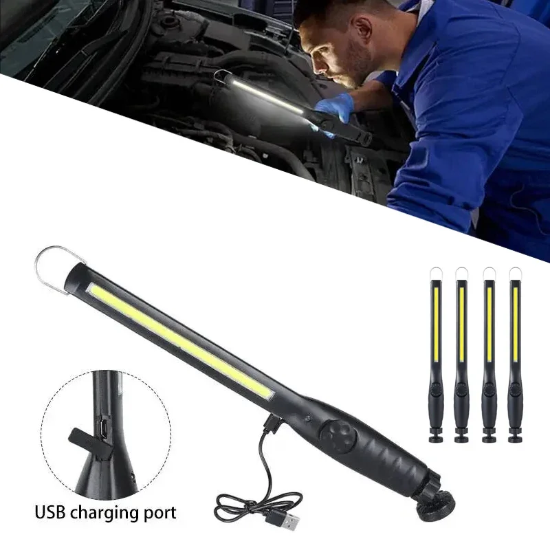 

COB LED Flashlight Magnetic Work Light USB Rechargeable Torch Hook Portable Lantern Inspection Light for Home Camping Car Repair