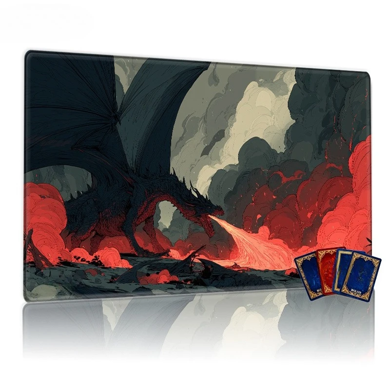 Giant dark black game board, nonslip and sturdy game mouse pad, suitable for TCG RPG and CCG games as well as desktop decoration