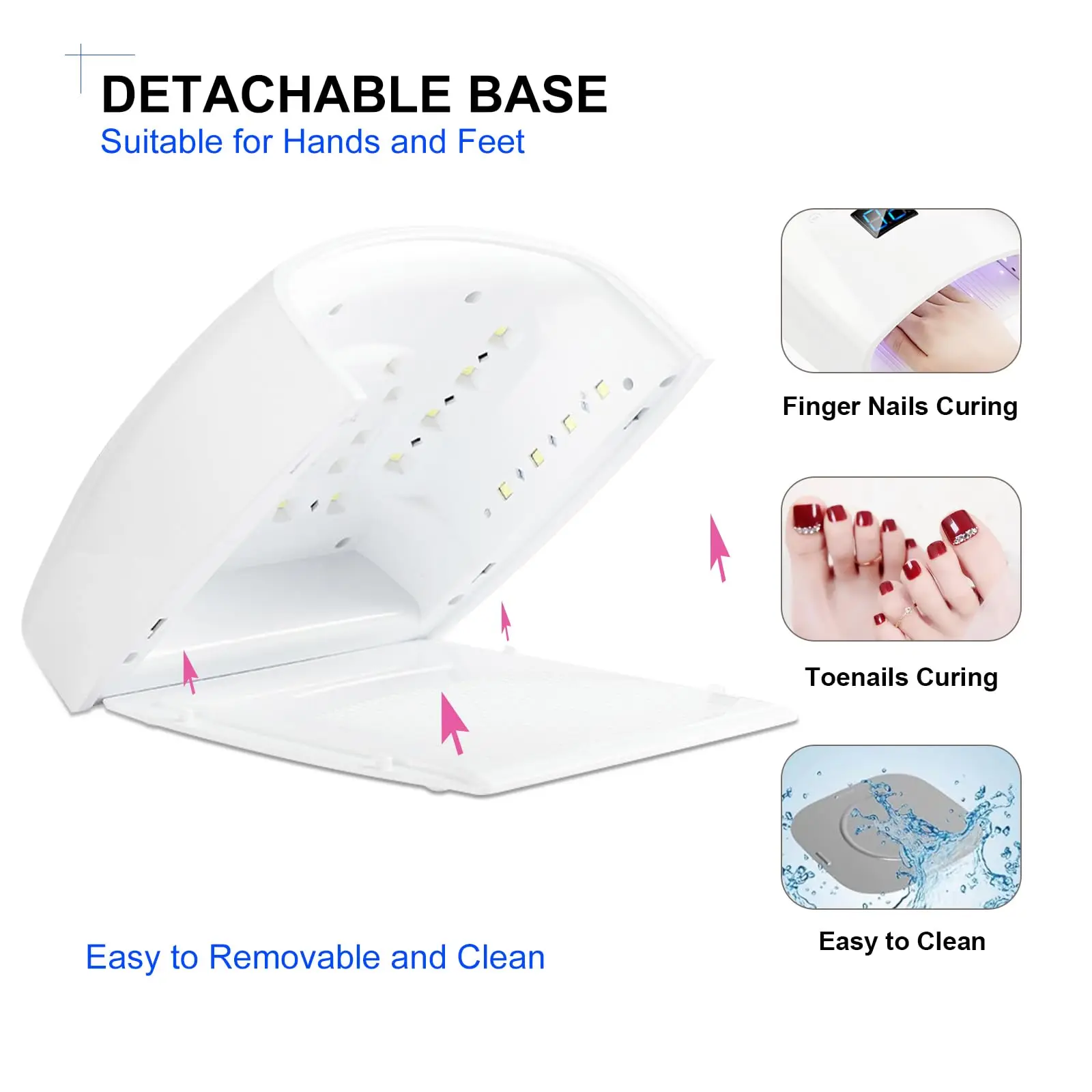 Lampada per unghie UV LED da 66 W, luce UV wireless ricaricabile professionale per unghie in gel, 5 impostazioni timer Luce per unghie gel, Essiccatore per unghie