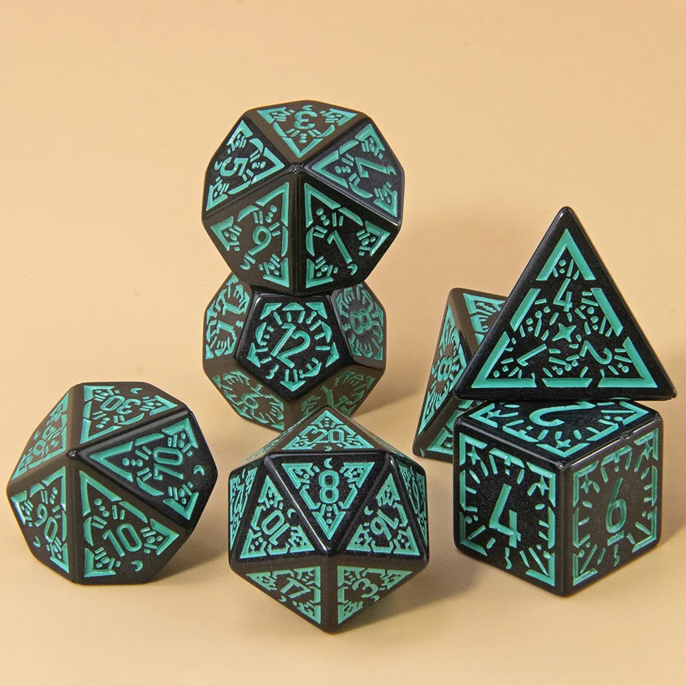 DND Polyhedral Dice Set 7pcs D4-D20, Amazing Engraved Games Dices for Souvenirst Entertainment RPG Board Game