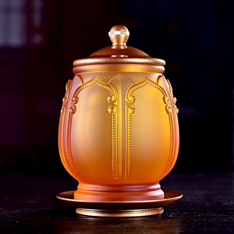 

Buddhist utensils, ancient method true glass holy water cup Buddha front Guanyin offering big sorrow water purification tribute