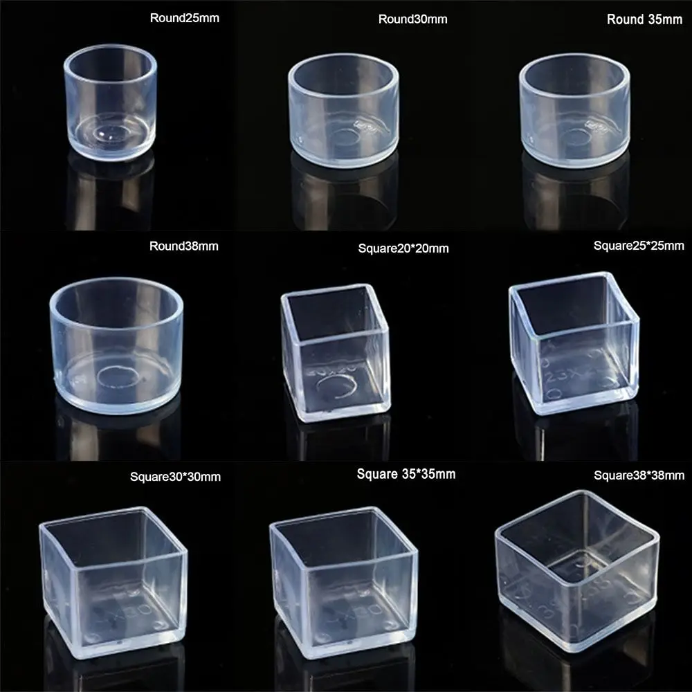 4Pcs/Set New PVC Chair Leg Caps Silent and Wear Resistant Round Non-Slip Covers Anti-slip Square Furniture Feet image 6