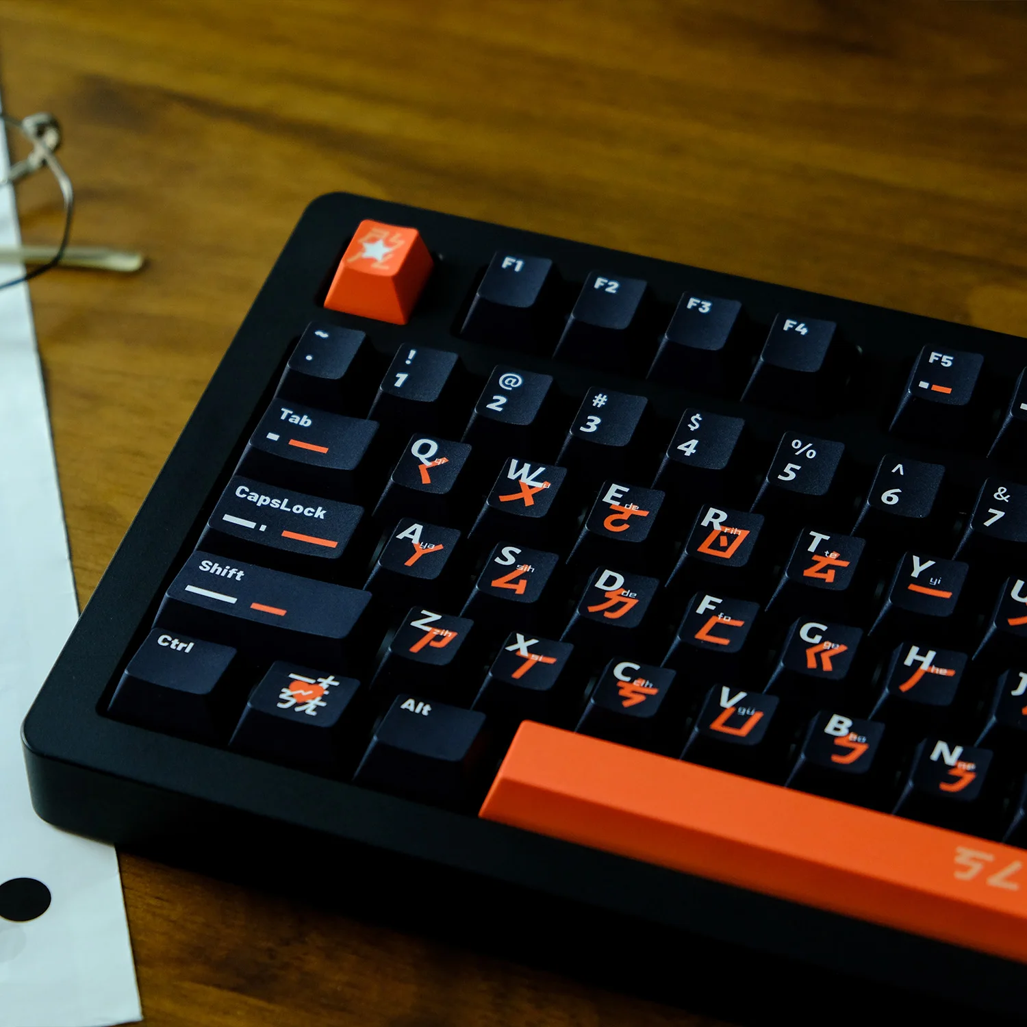 KYOMOT Cool Black And Orange Keycaps Cherry Profile DYE-SUB Cyber Warrior Style Keycap For MX Switch Anime Mechanical Keyboard