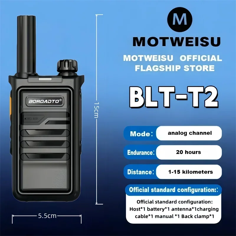 2PCS Mini Portable UHF Walkie Talkie 400-470MHz Fast Charging Professional Two-Way Radio with VOX Handsfree Feature for Outdoor