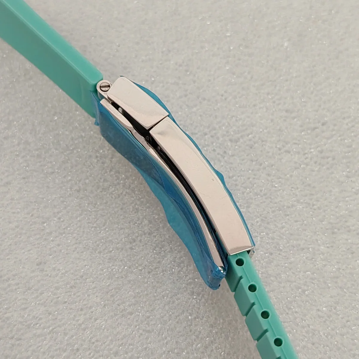 20mm*18mm Rubber Strap No Luminous Watch Strap Stainless Steel PVD Single Folding Clasp