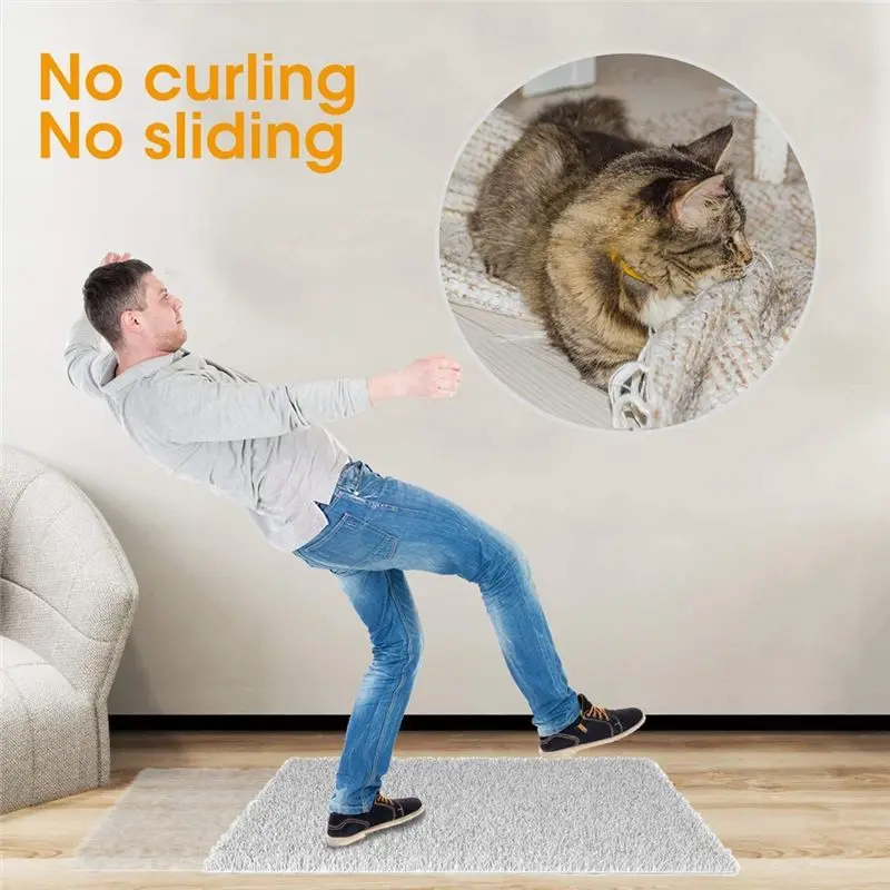 (A02R] Carpet Adhesive Tape-Double-Sided Carpet Adhesive Tape-Hardwood Floor Carpet Adhesive Anti-Skid Pad-Carpet Black