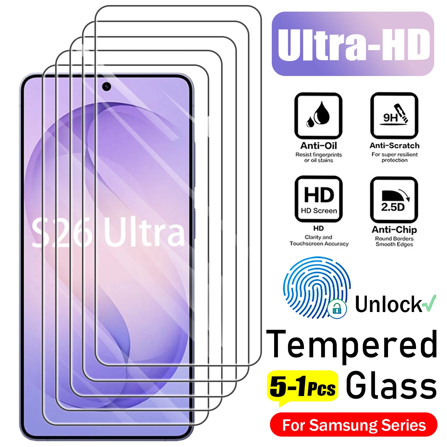 

5-1 шт. защитная пленка из закаленного стекла для Samsung Galaxy S26 Ultra S26Plus S 26, защитная пленка для экрана телефона