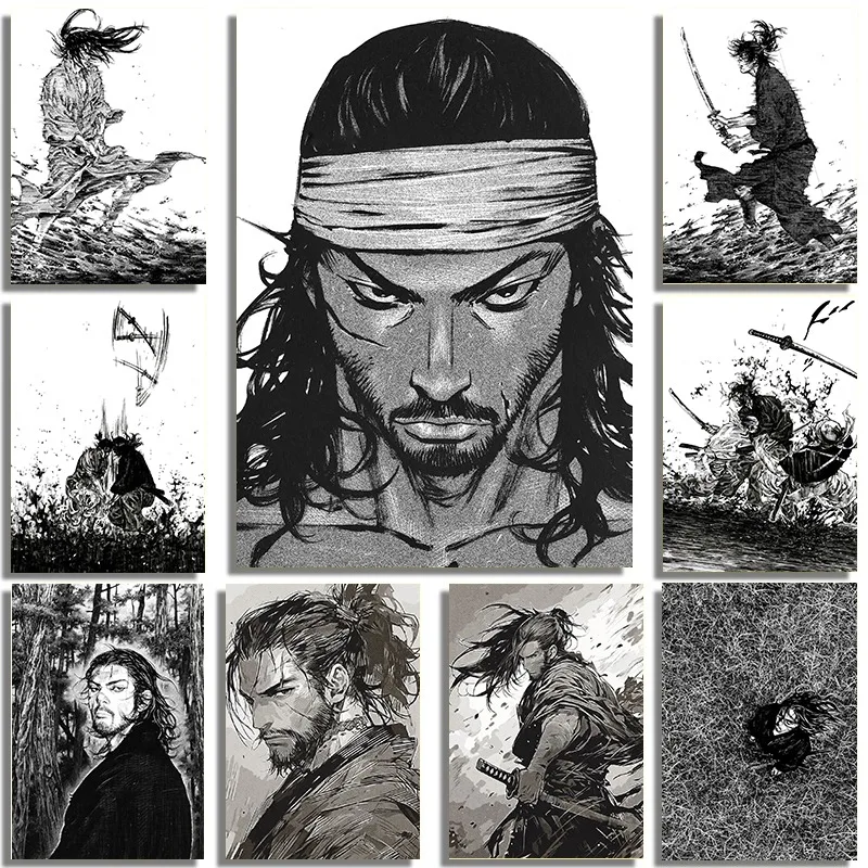 Vagabond Anime Posters Manga Samurai Miyamoto Musashi Inoue Takehiko Prints Canvas Painting Wall Art Pictures Room Home Decor