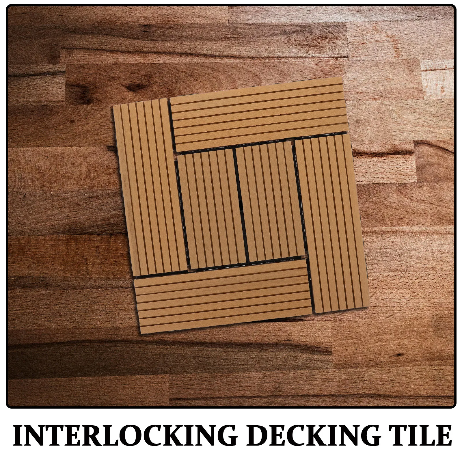 Outdoor Plastic Composite Deck Tiles 30.5x30.5x2cm Interlocking Balcony Patio Garden Terrace Flooring Slip Resistant