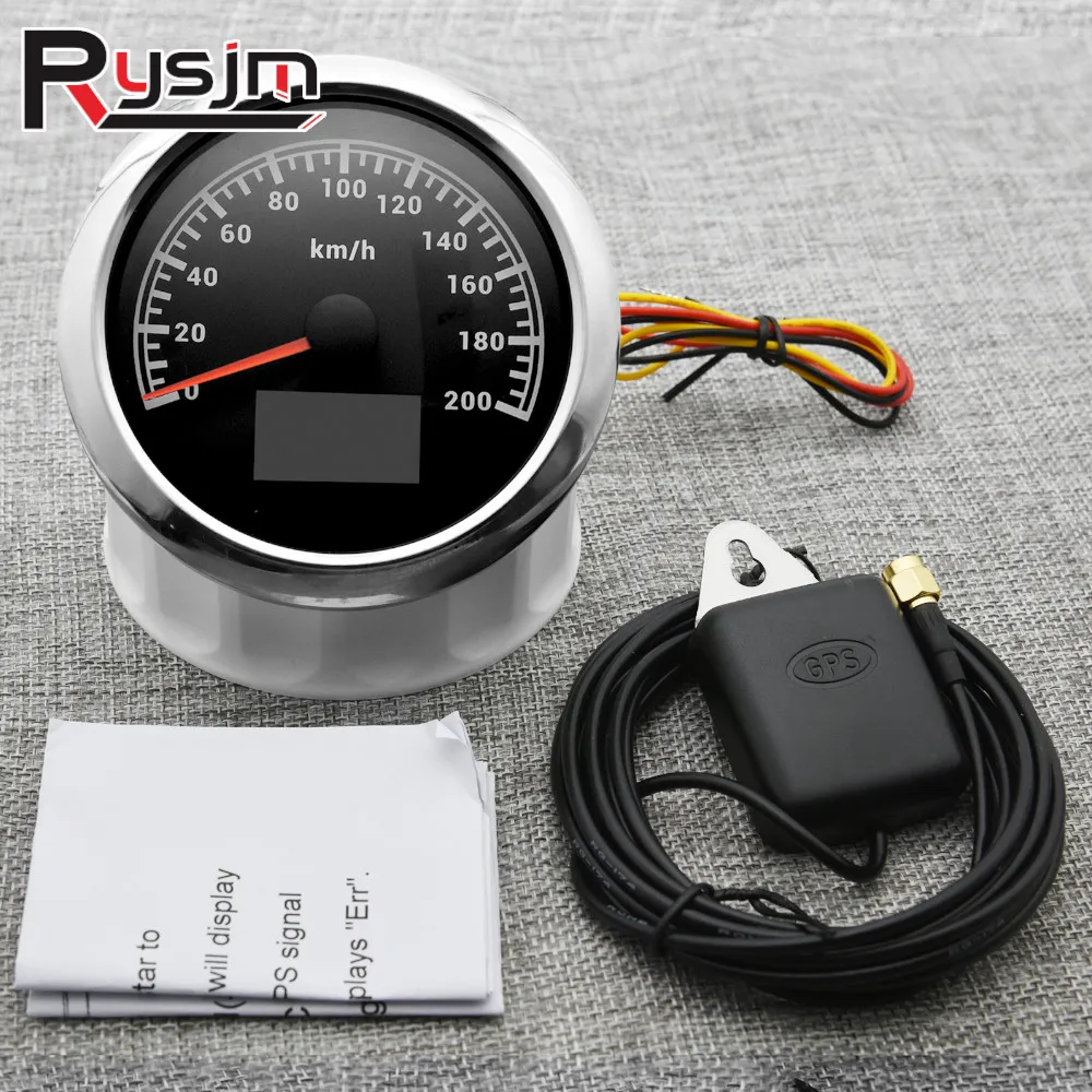 

60kmh 120 200KMH 60MPH 85mm Gauge GPS Speedometer with Antenna 7 Color LED 3in1 Speed Meter COG TRIP Odometer For Boat Car 9-32V
