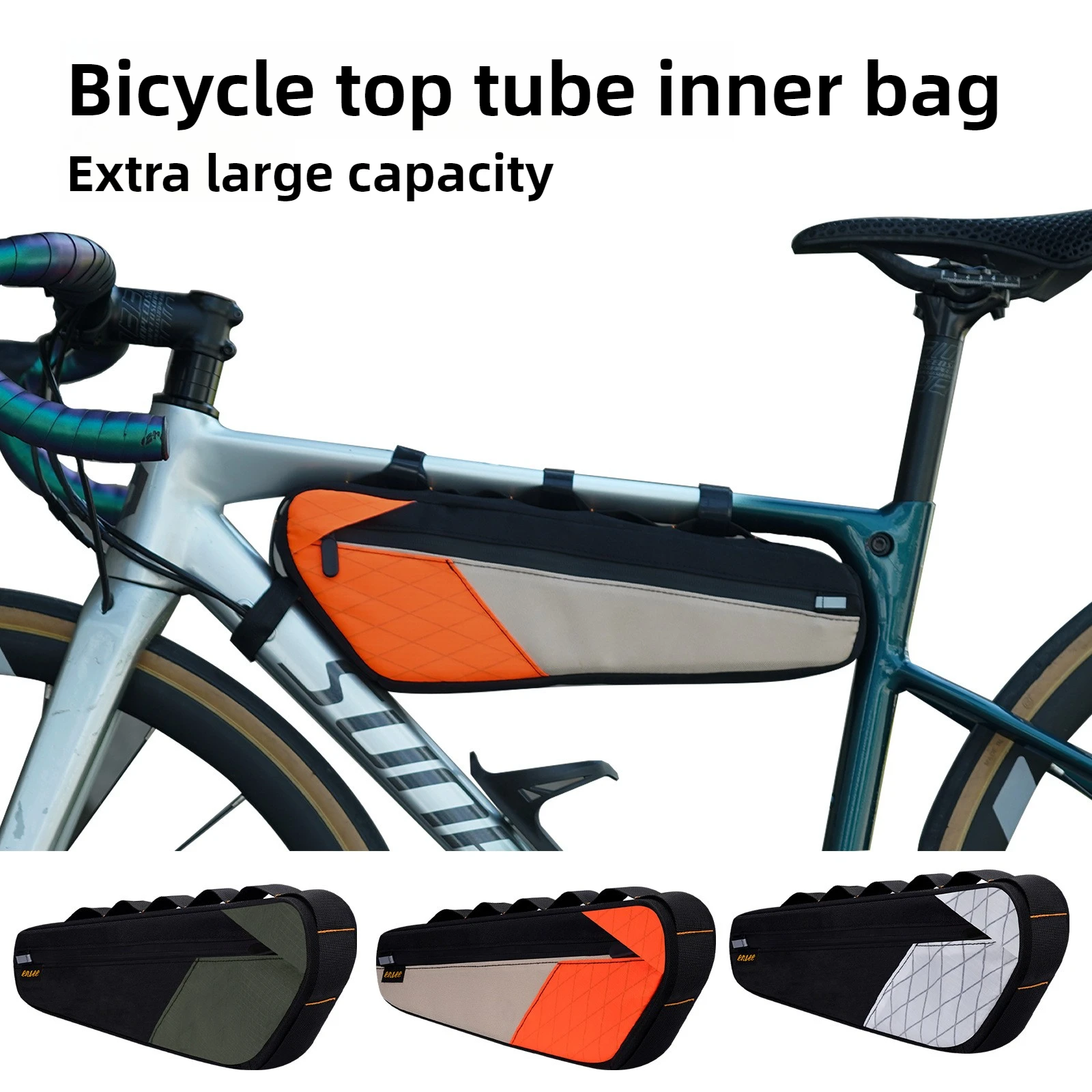 ENLEE Bicycle Upper Tube Inner Bag Mountain Road Bike Large Capacity Commuter Triangle Bike Bag Front Beam Waterproof Bag