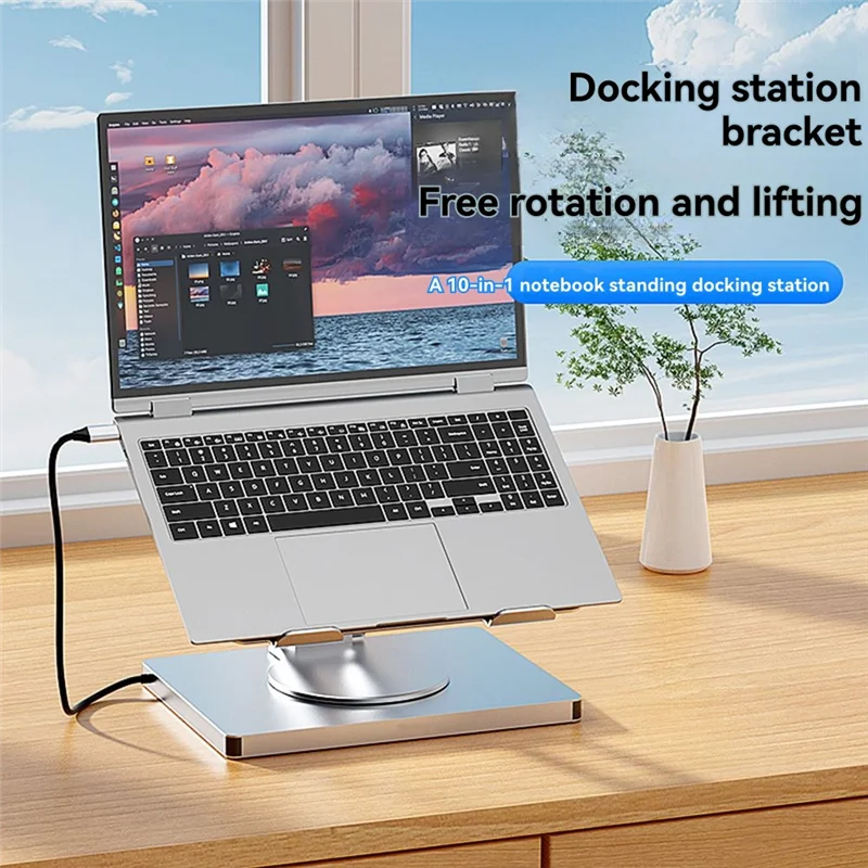 10 Ports Docking Station With USB Hub Card Reader RJ45 For Laptop Foldable Universal Bracket Holder,Requisite