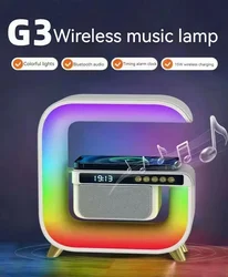 G3 Multifunctional Bluetooth Speaker Alarm Clock Wireless Mobile Phone 15W Colorful Wireless Charging Subwoofer RGB Light Home