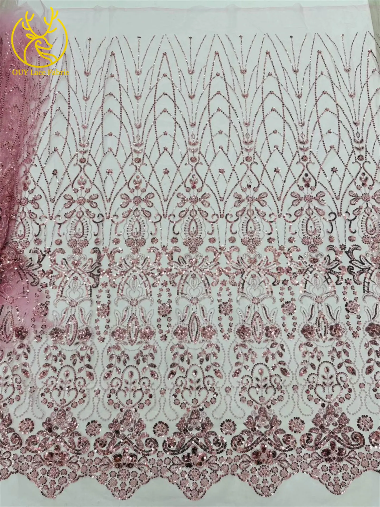 5 Yards meistverkaufter afrikanischer Pailletten-Spitzenstoff, hochwertige Mode, nigerianischer Perlen-Tüll-Spitzenstoff, Nähen von Partykleidern – Detail 5