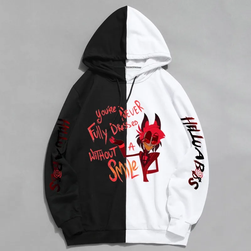 

Hazbin Hotel Anime Peripheral Hooded Sweatshirt Casual Pullover Tops for Teenagers Youth Fashion Cartoon Printed Hoodie