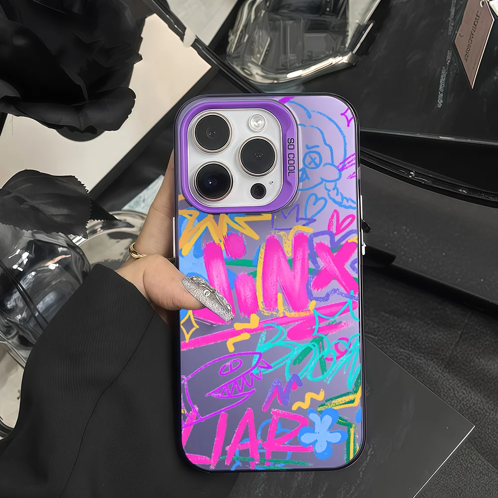 لعبة T-Trails في S-Sky Jinx جراب هاتف آيفون 12 11 13 14 15 16 17 ماكس برو بلس غطاء حماية صغير IMD اللون