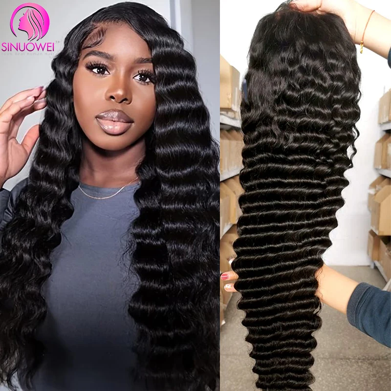 200% Loose Deep Wave Wig 13X6 Lace Frontal Human Hair Wigs for Women Pre Plucked Deep Curly 13x4 Transparent Lace Frontal Wigs