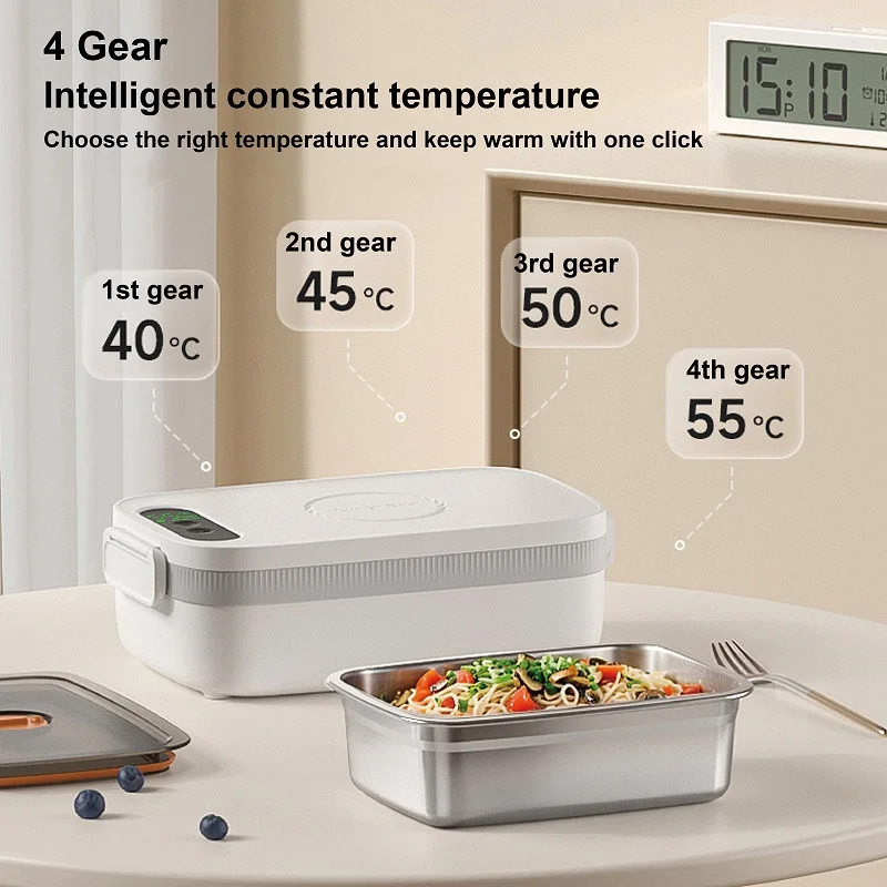 1000ml Rechargeable Insulated Lunch Box Portable Car Fast Food Heater Office Leak-proof Bento Box Wireless Electric Lunch Box