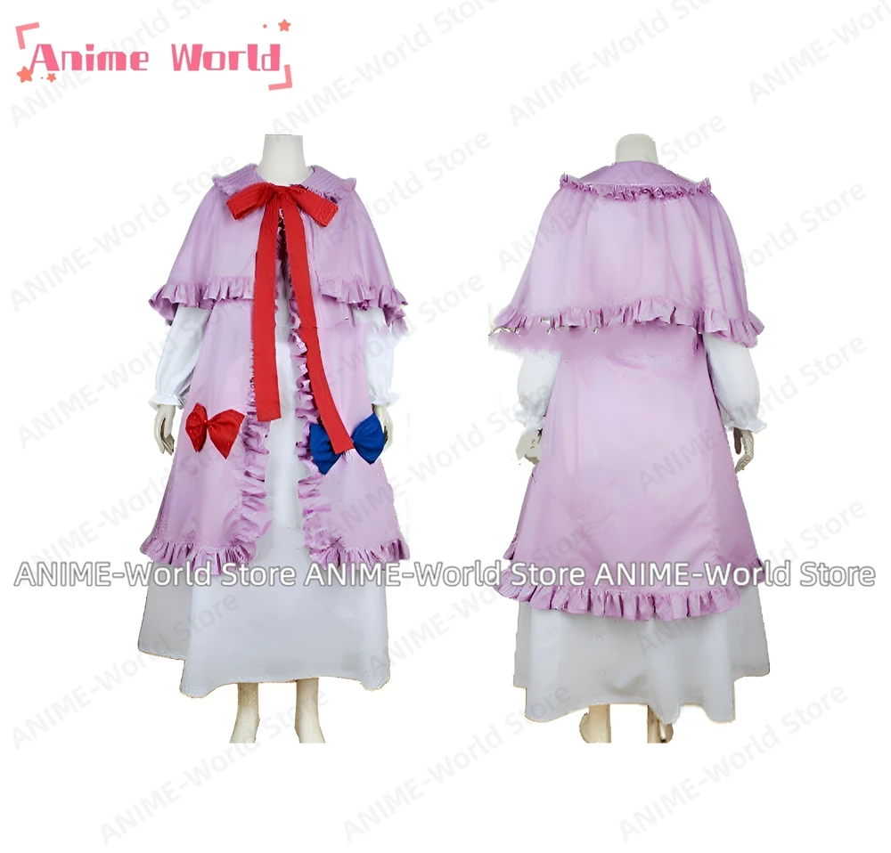 《Custom size》Anime Game Touhou Project Patchouli Knowledge Cosplay Costume Uniform Cos Dress Halloween Party Role Play Wig