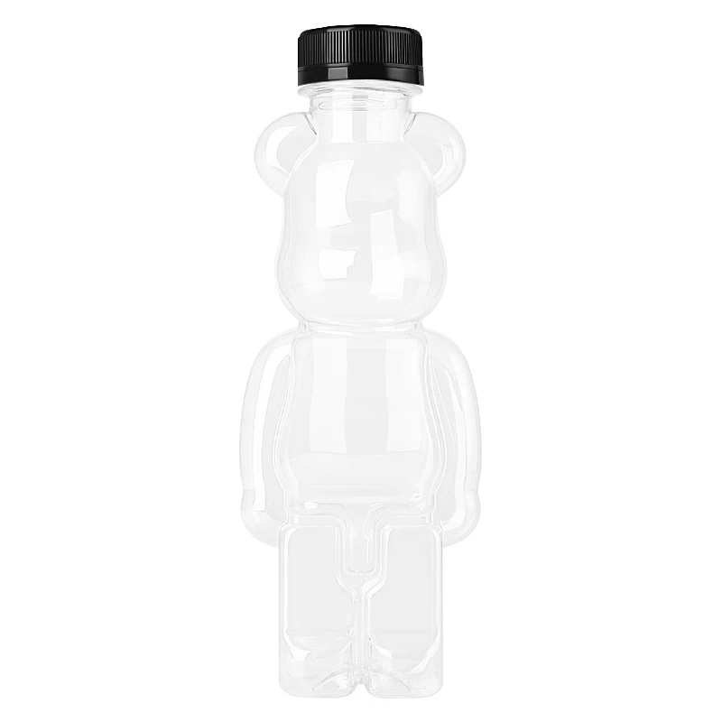 1PC Cartoon Milk Tea Bottle Puppet Bear Shaped Thickened Net Red Juice Drink Milk Tea Milk Cup Water Bottle Cute Water Bottle