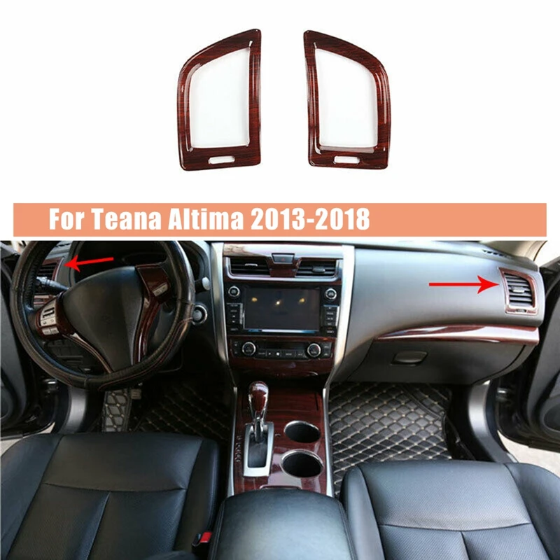 Wood Grain Console L&R Side AC Air Conditioning Outlet Vent Cover Trim For Nissan Teana Altima 2013-2018