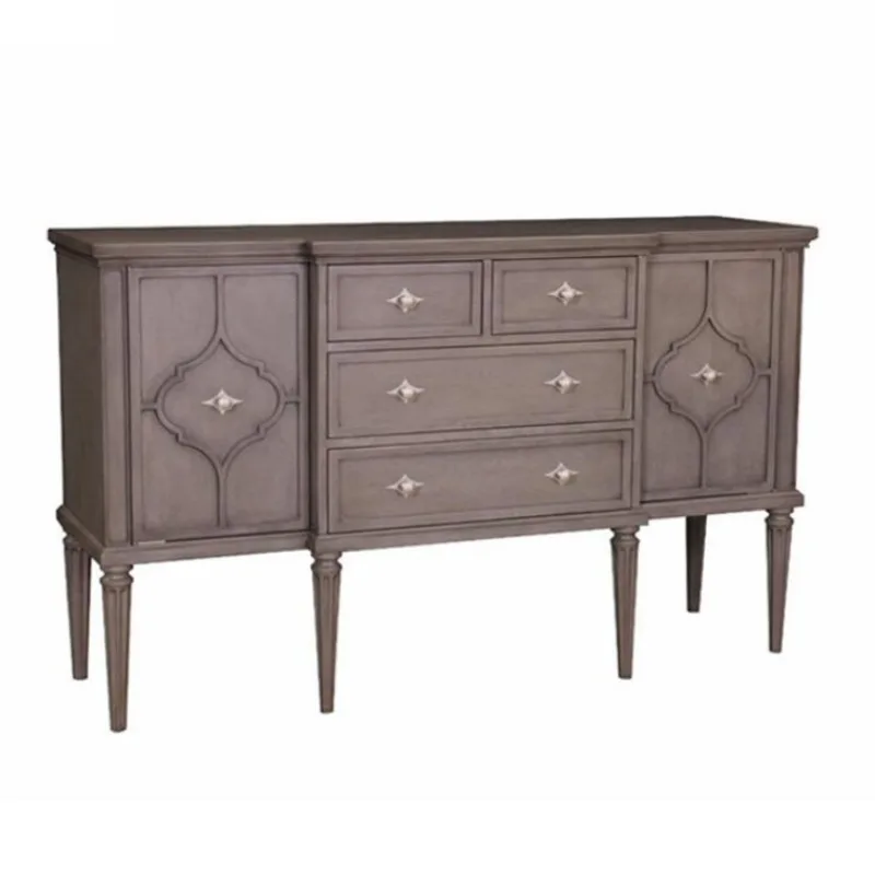 

American light luxury solid wood dining side cabinet modern simple solid wood advanced gray locker, entrance cabinet TV cabinet