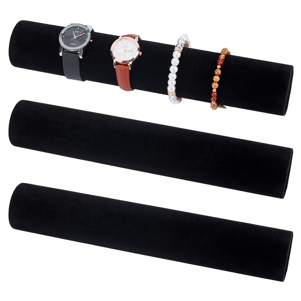 3Pcs Velvet Jewelry Roll for Brackets Bangles Watches 30cm Removable Jewelry Roll Travel Necklace Organizer Black Bracelet