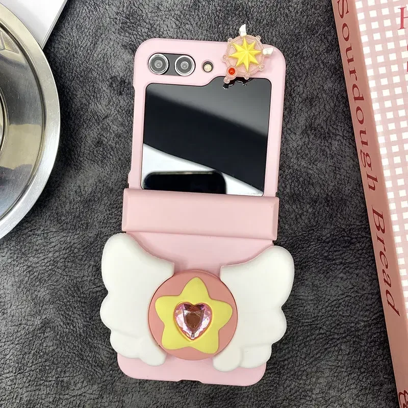 Hot Selling High Quality Wing Bracket Beaded Lanyard Samsung W23 Phone Case for Samsung Galaxy Z Flip 5 4 Drop Protection Cover