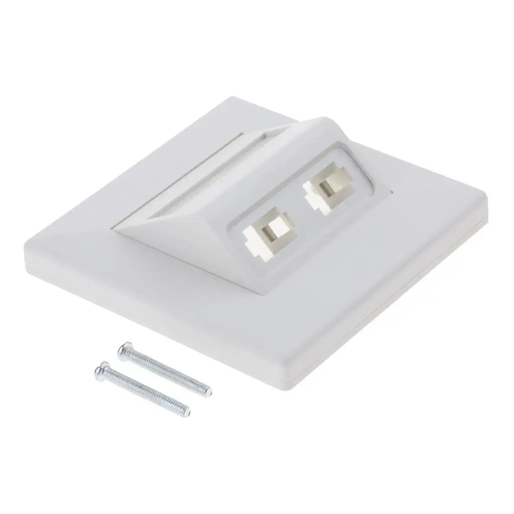 White Decorative Optical Fiber Keystone Wall Plate 2 Port ABS Panel for Data Voice Applications