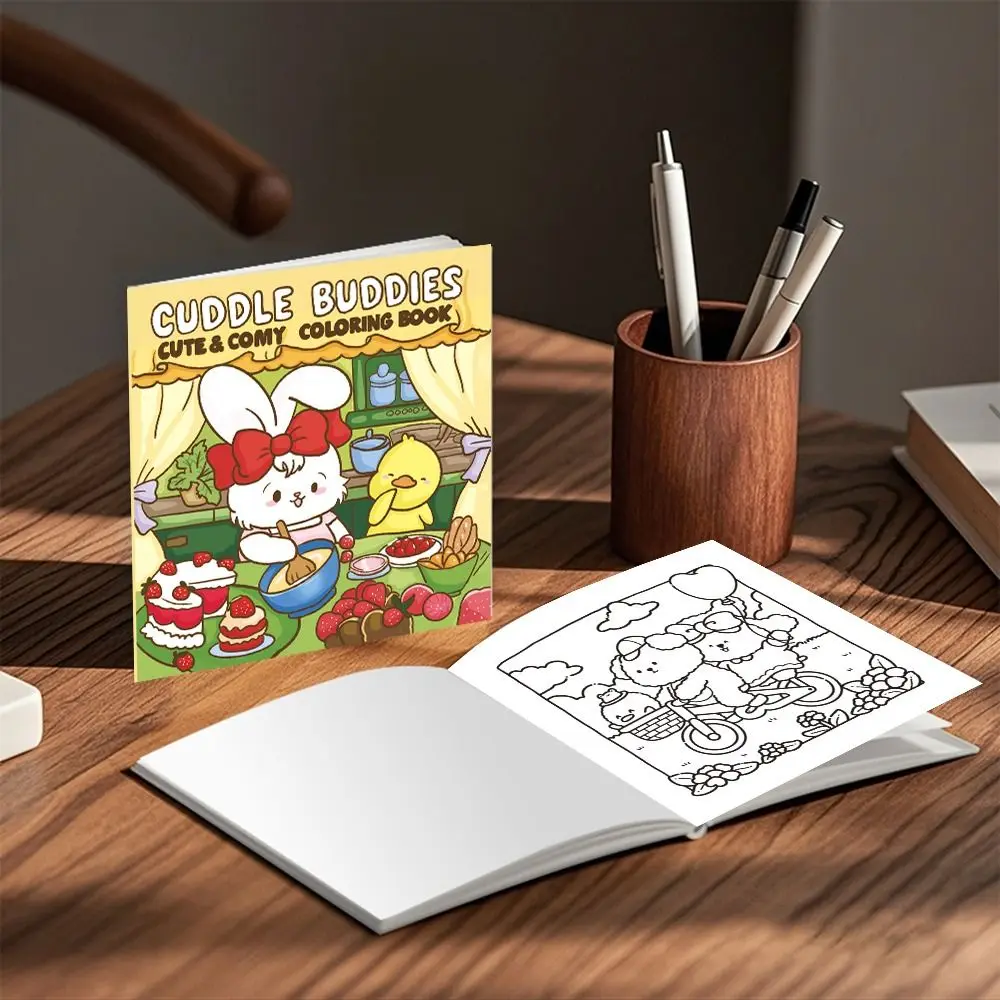 귀여운 만화 색칠 공부 책 스트레스 해소 교육용 페이퍼백 그림 그리기 선물 성인 및 십대용 낙서 책