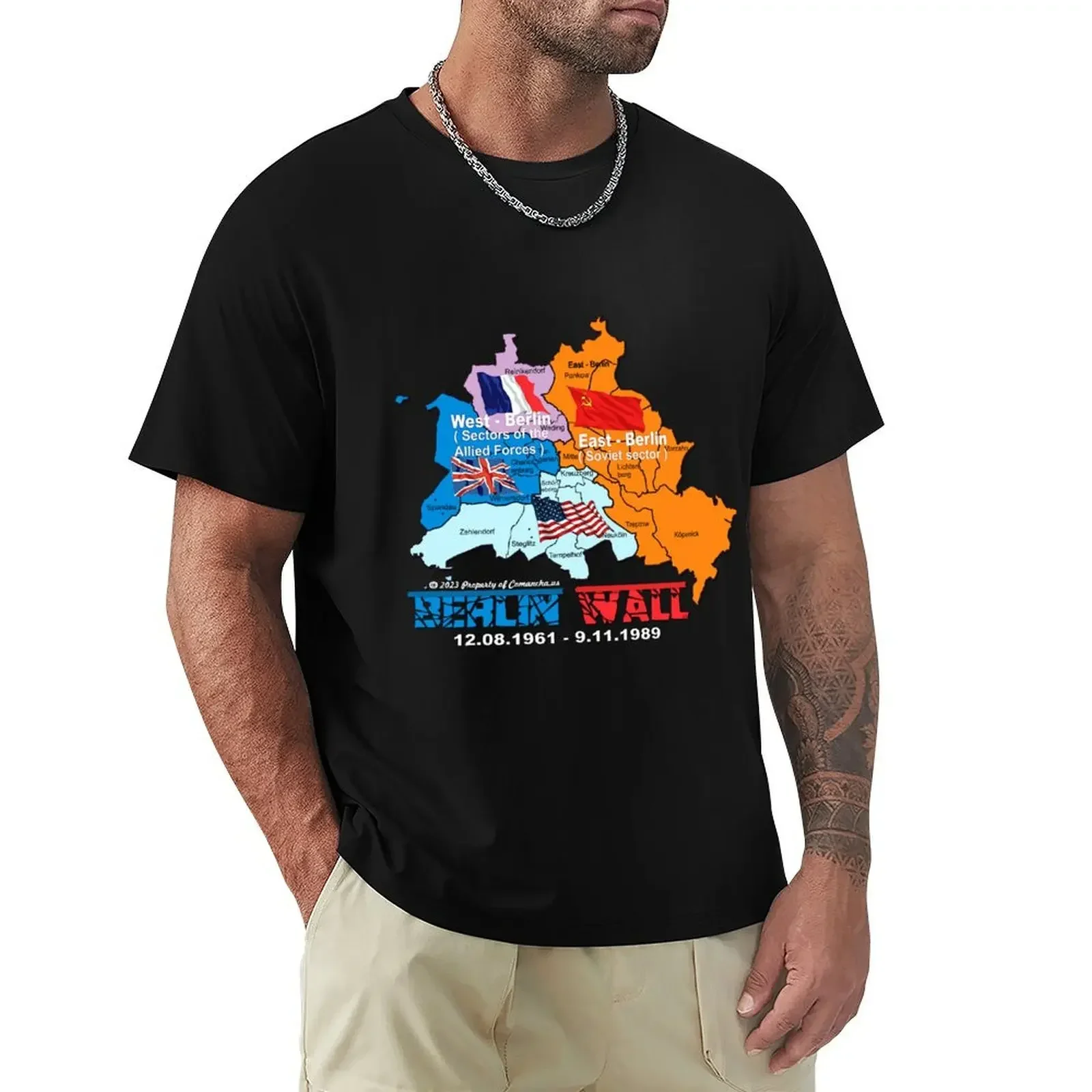 Berlin Wall 1961-1989 T-shirt anime clothes korean fashion boys whites blanks T-shirts for men cotton