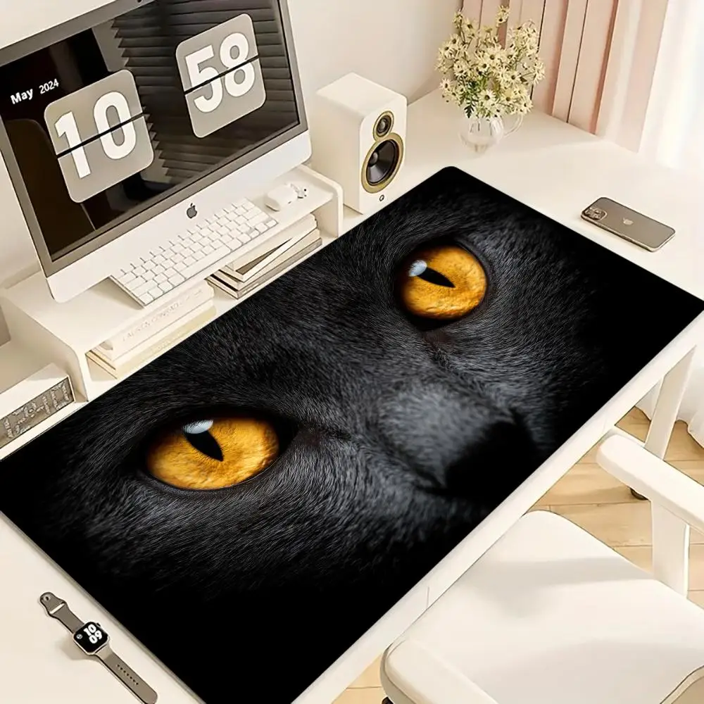 

Черный коврик для мыши с кошачьими глазами XXL, компьютерные аксессуары, офисные игровые XL, настольные коврики, резиновые противоскользящие коврики для игровой клавиатуры, коврики для мыши, настольные коврики