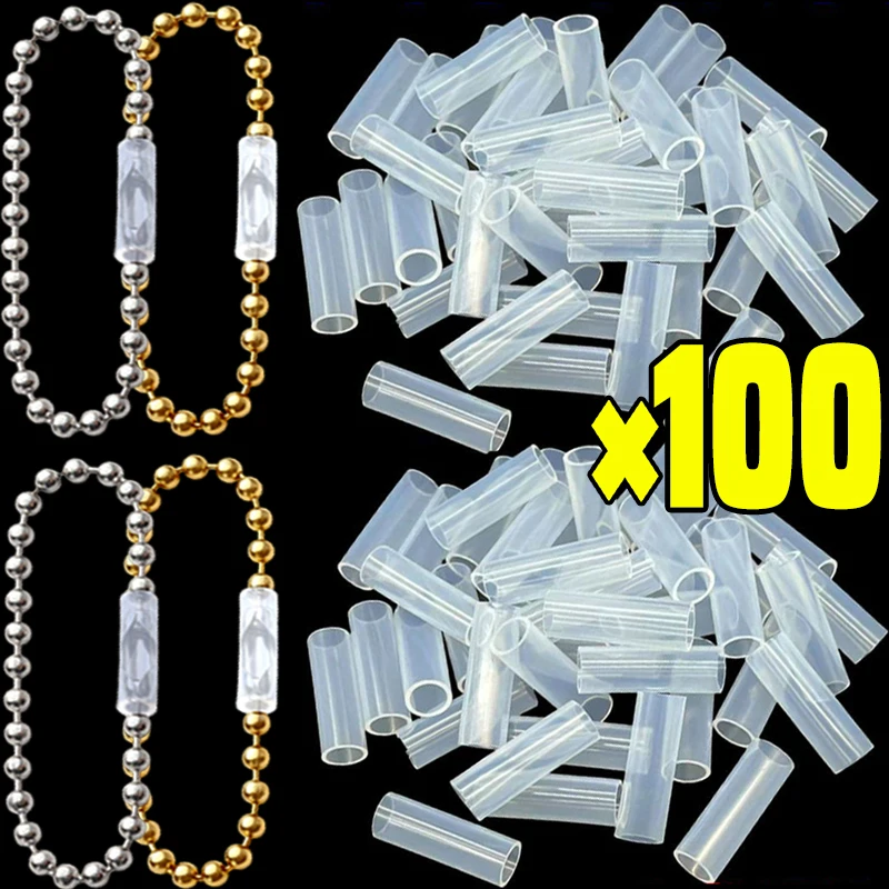 

10/100 шт., прозрачная цепочка из бисера, анти-потерянный чехол, универсальный цилиндр, орнамент, защита для ювелирных изделий, пластиковый брелок, чехол, аксессуар