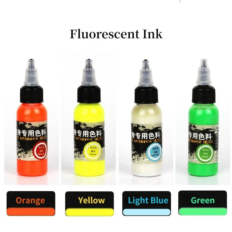 

5 Colors Temporary Night Light Tattoo Ink Professional Safe Disposable Easy Coloring Body Colored Drawing Airbrush Pigment 30ml