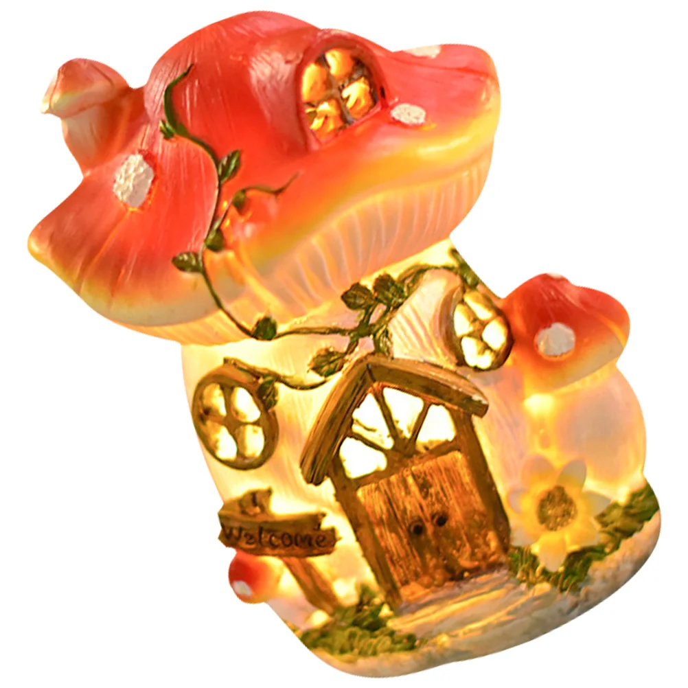 

Resin Mushroom House Garden Decor Solar Lamp Outdoor Patio Light Lawn Decoration Ground Solar Light Craft Ornament Yard