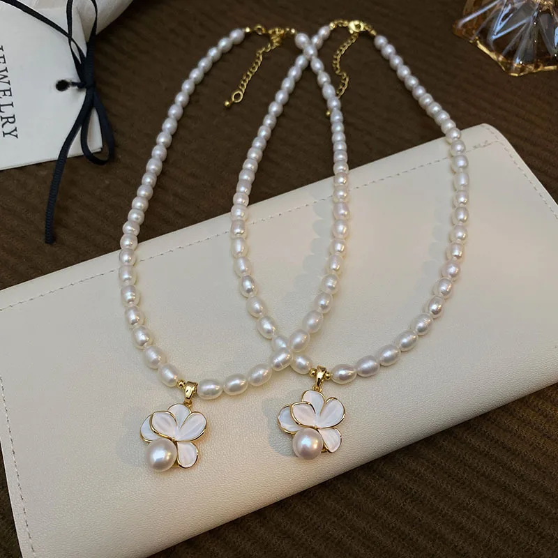 

Hot Sale Natural Freshwater Pearl Sweet Flower Pendant 14K Gold Filled Female Necklace Promotion Gifts Girlfriend No Fade