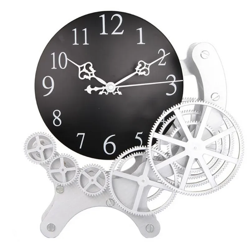 KISO Creative Decorative European Jumping Movement Classic Five Rings Desk Gear Clock-C