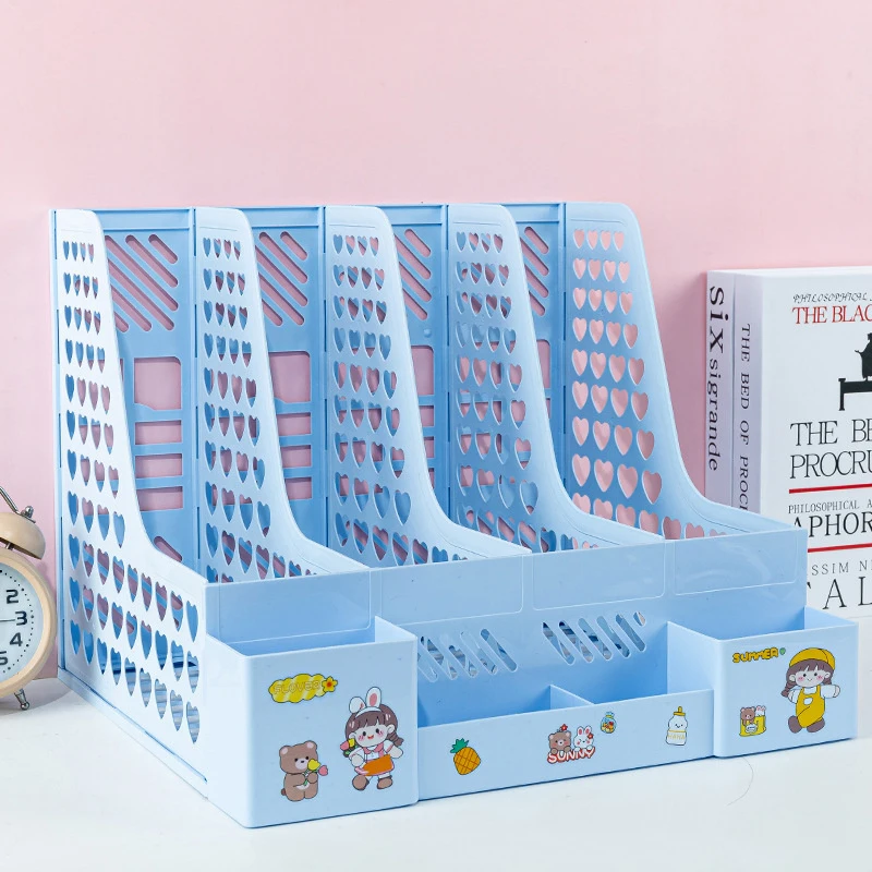 Large Capacity Folder Storage Box File Rack With Pen Holder Desktop Multi-layer Shelf Office Organizer File Rack Home Bookshelf