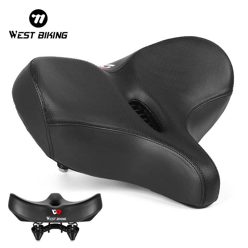 WEST BIKING Selle de vélo extra douce, élargie et épaissie, en mousse à mémoire de forme à rebond lent, absorption des chocs, pour VTT et vélo de route